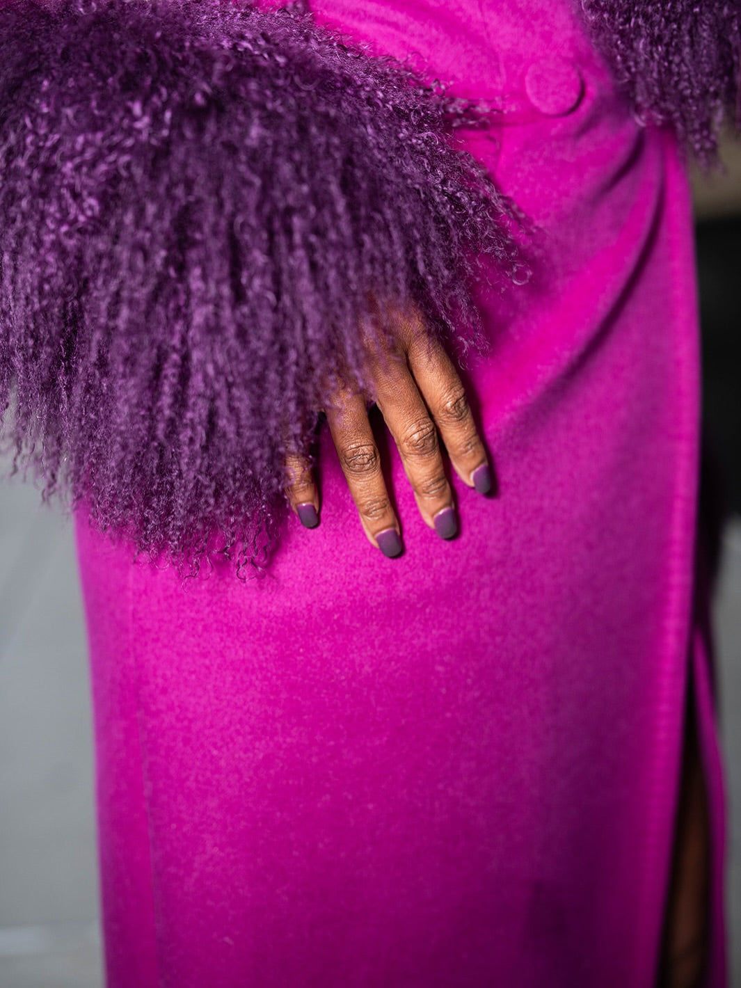 Fur Collar Wool Long Coat