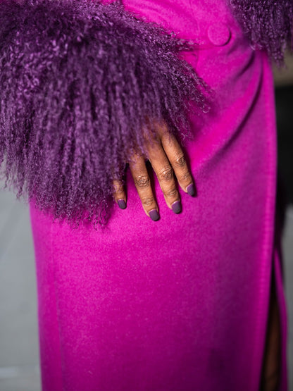 Fur Collar Wool Long Coat