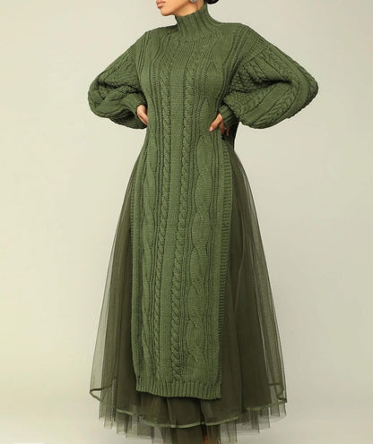 Knit Tulle Two Piece Skirt Set