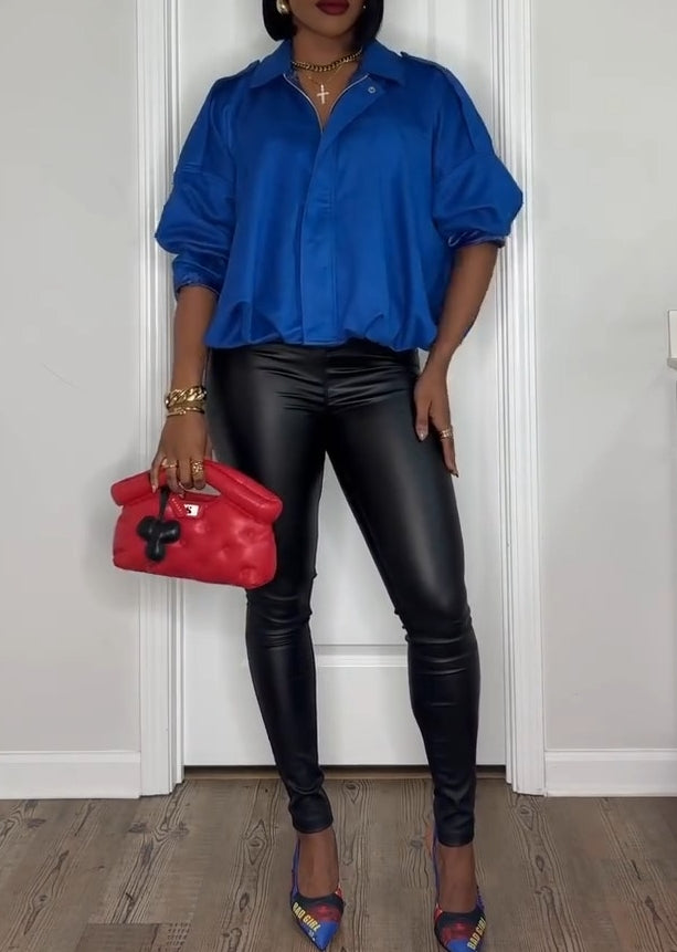 Cobalt Blue Faux Suede Jacket