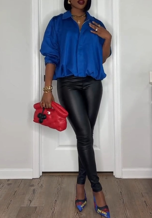 Cobalt Blue Faux Suede Jacket