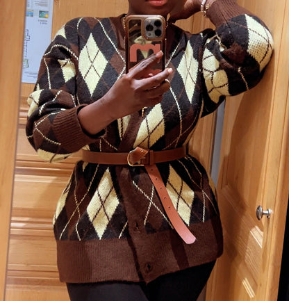 Diamond Knitted Cardigan