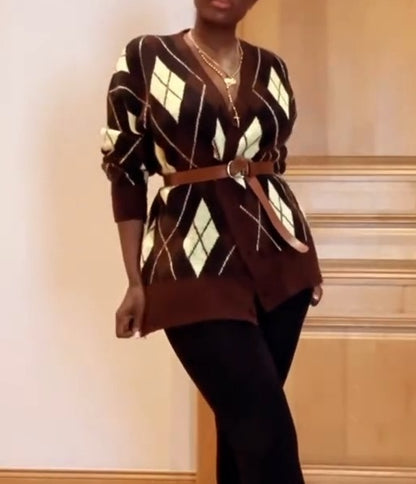 Diamond Knitted Cardigan