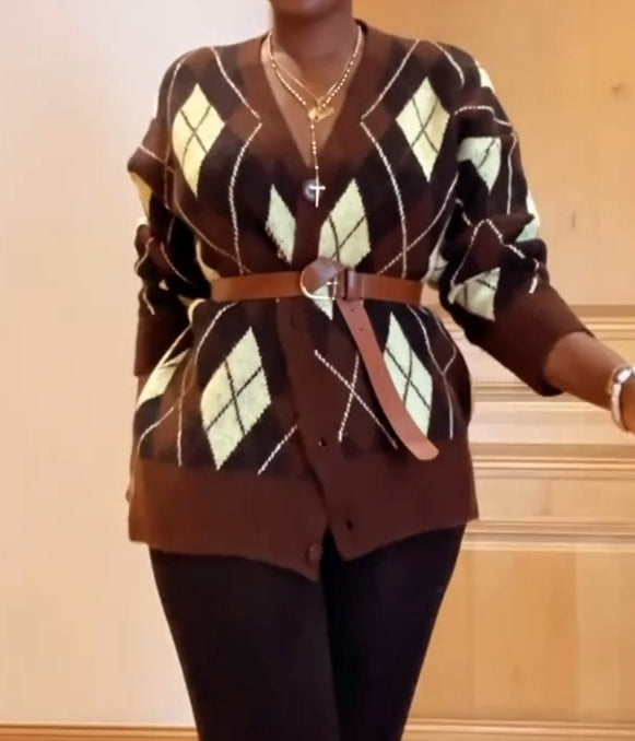 Diamond Knitted Cardigan