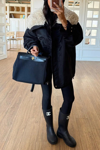 Plush Collar Special Edition Black Coat