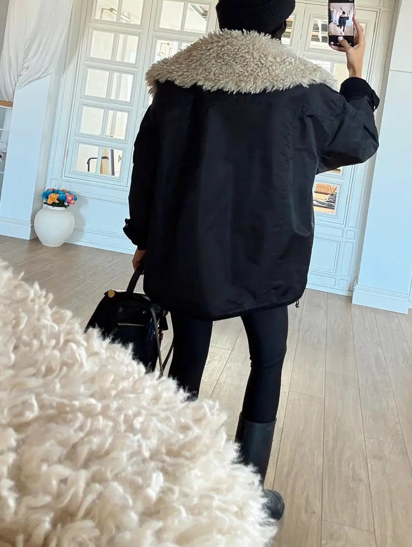 Plush Collar Special Edition Black Coat