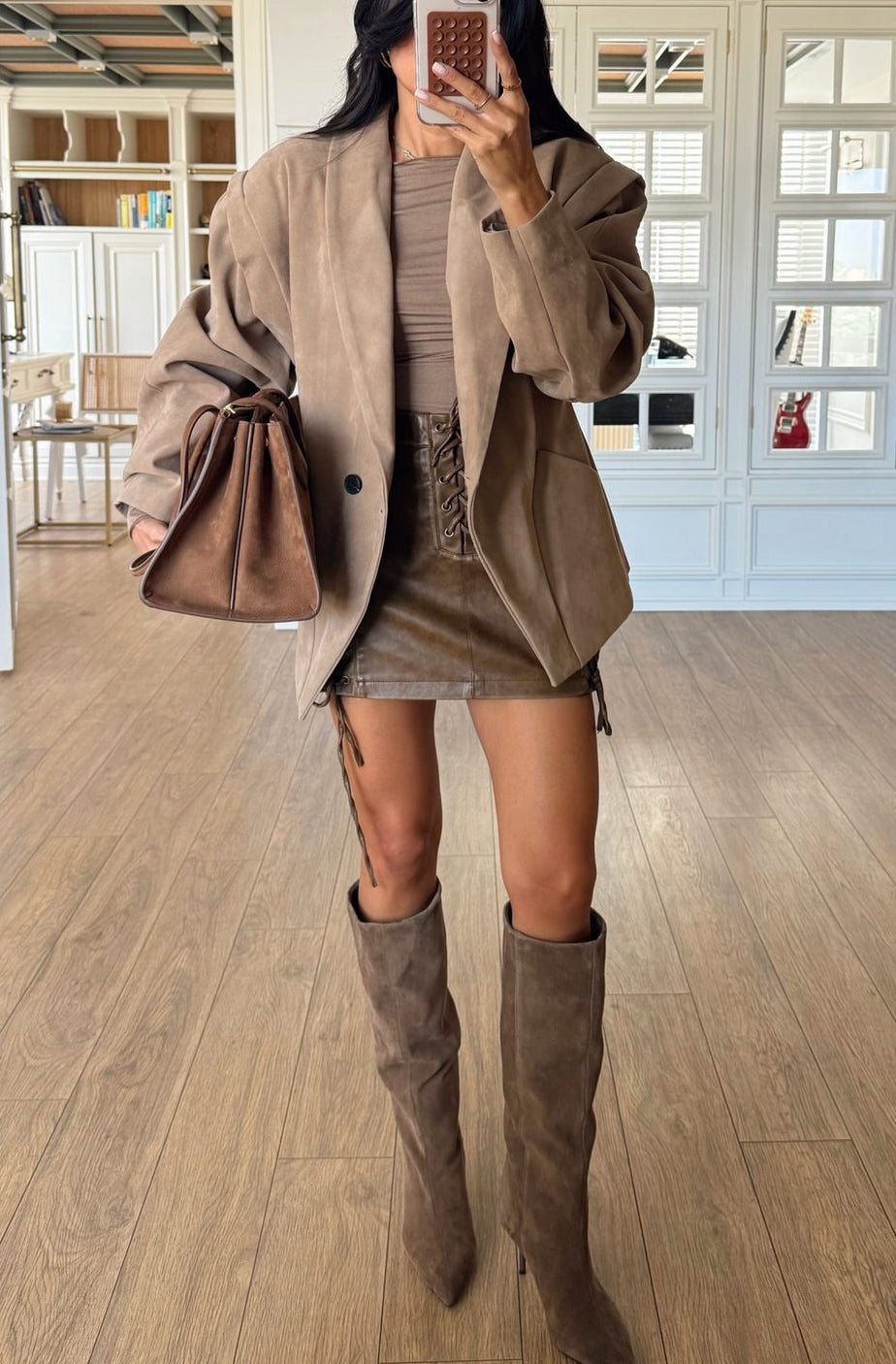 Special Shoulder Detail Suede Blazer