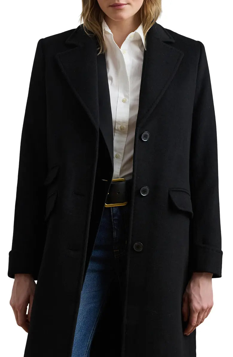 Longline Wool Blend Reefer Coat
