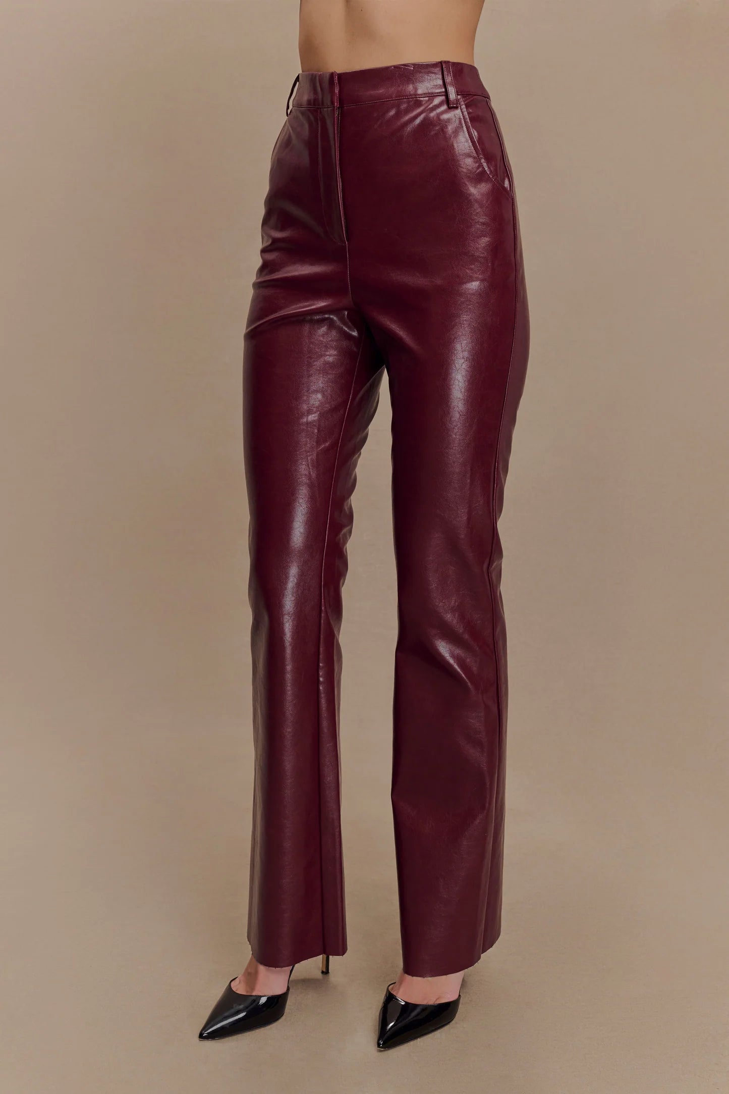 Straight Leg Faux Leather Pants