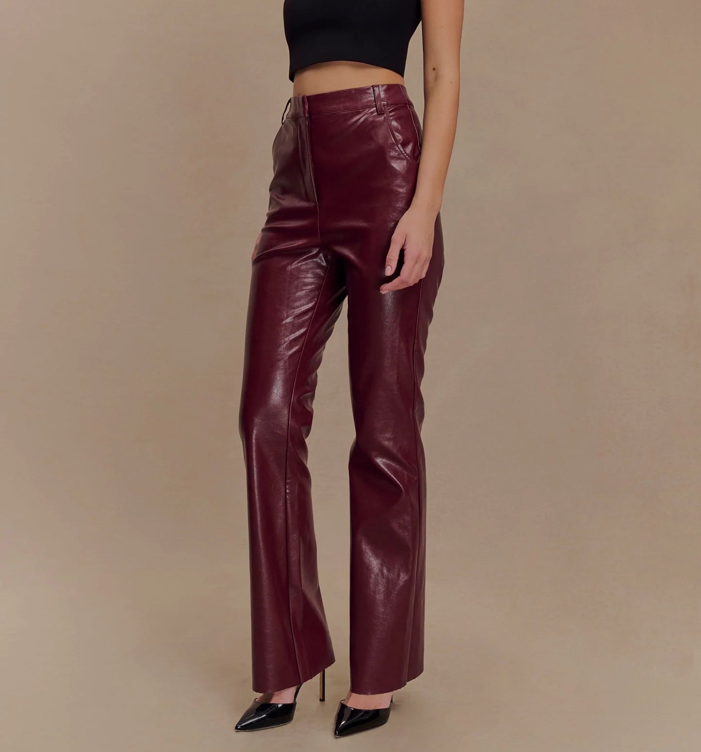Straight Leg Faux Leather Pants