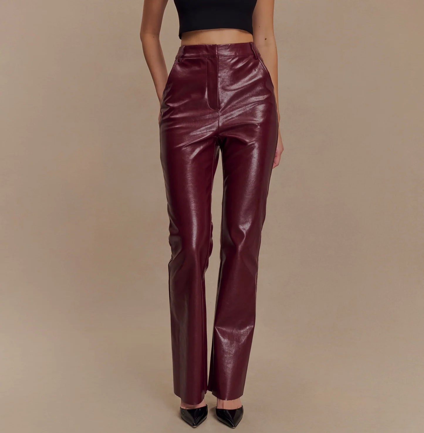 Straight Leg Faux Leather Pants