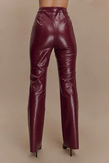 Straight Leg Faux Leather Pants