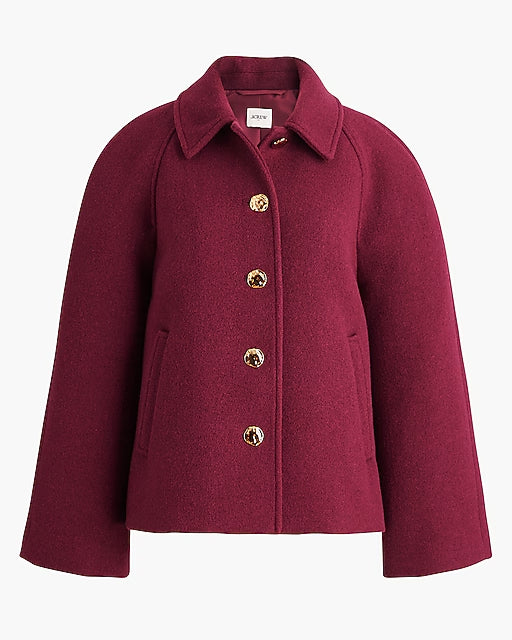 Cropped Wool-blend Swing Coat