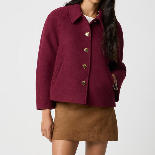 Cropped Wool-blend Swing Coat