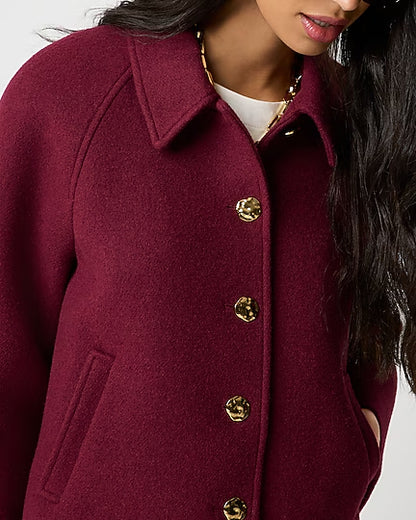 Cropped Wool-blend Swing Coat