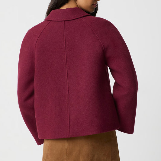 Cropped Wool-blend Swing Coat