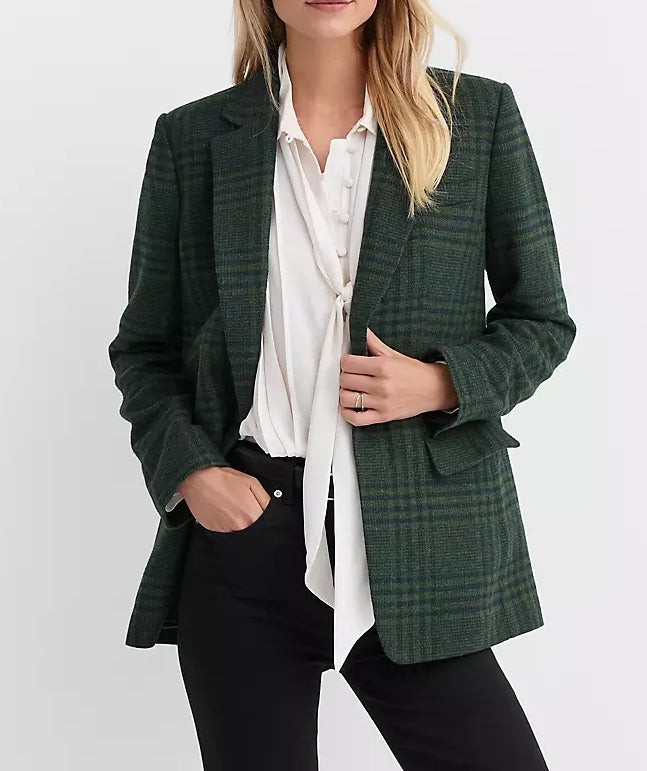 Petite Houndstooth Oversized Blazer