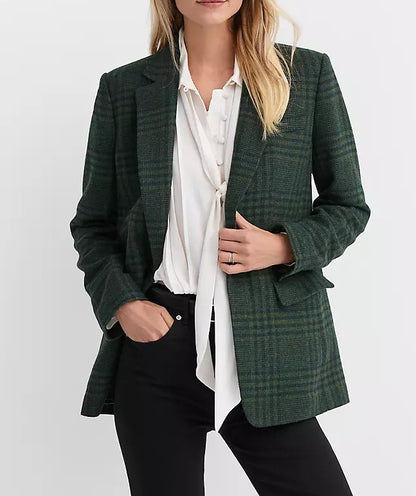 Petite Houndstooth Oversized Blazer