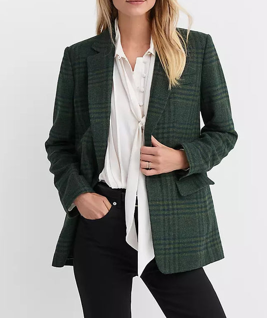 Petite Houndstooth Oversized Blazer