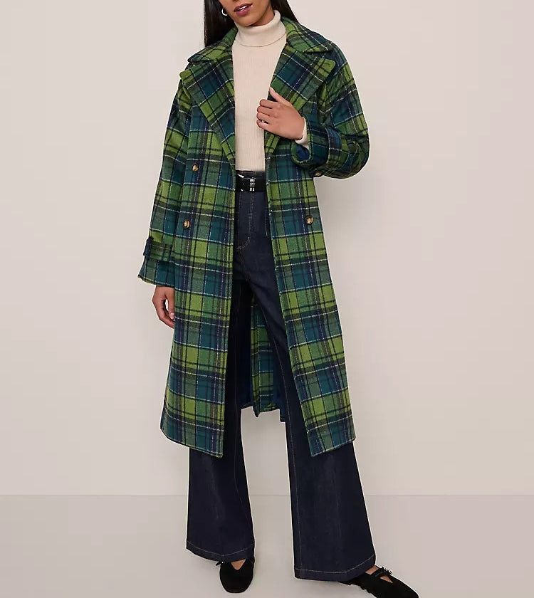 Plaid Trench Coat