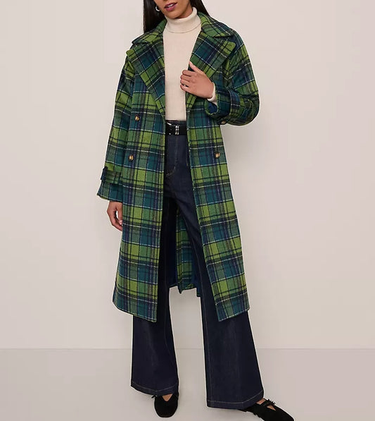 Plaid Trench Coat
