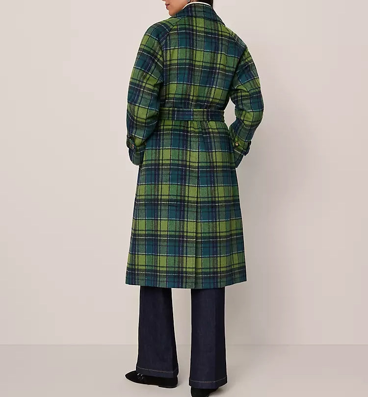 Plaid Trench Coat