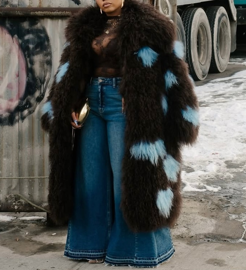 Premium Shearling Patchwork Coat