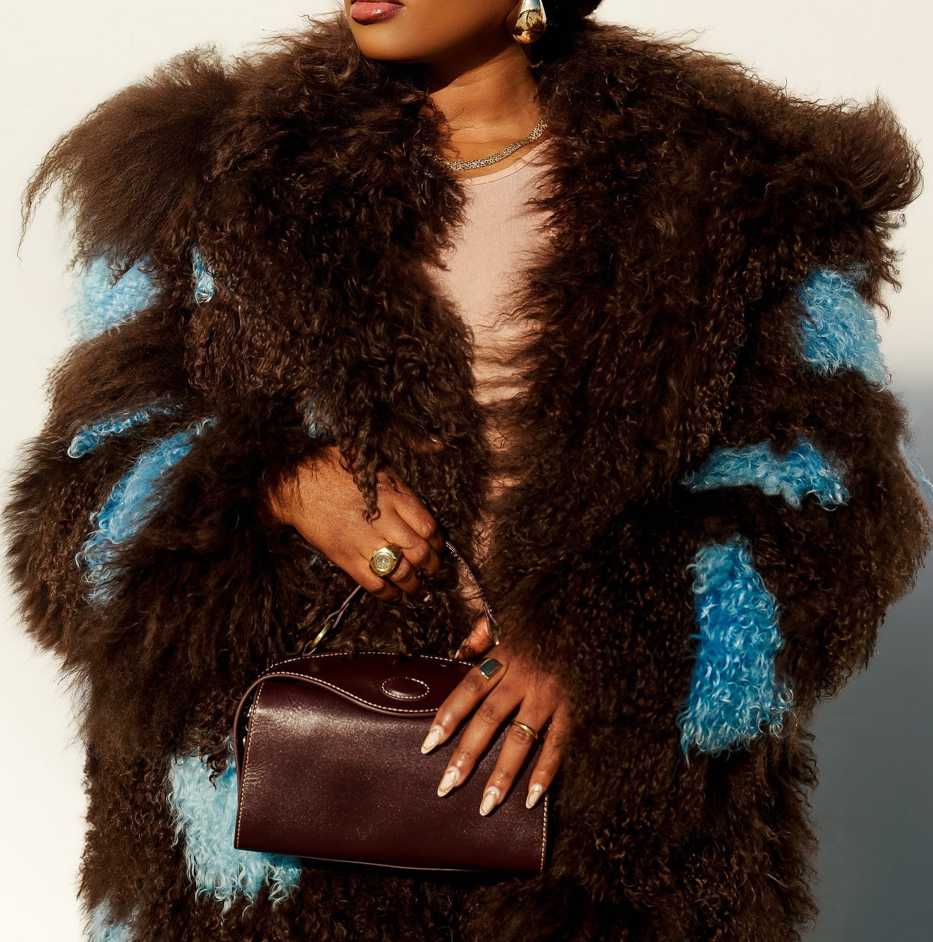 Premium Shearling Patchwork Coat