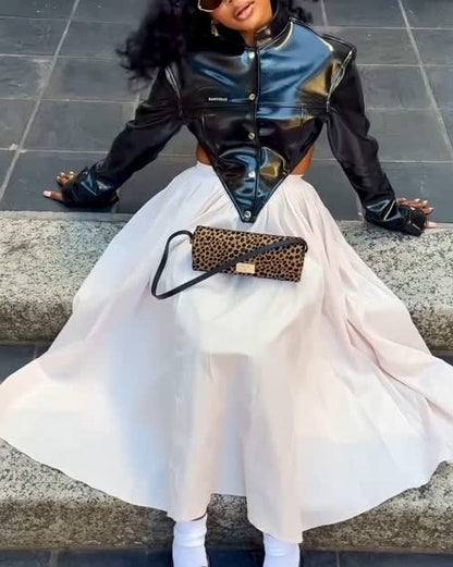 Faux Leather Short Jacket