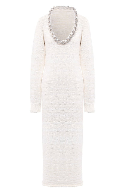 Cowl Neck Midi Knit Dress