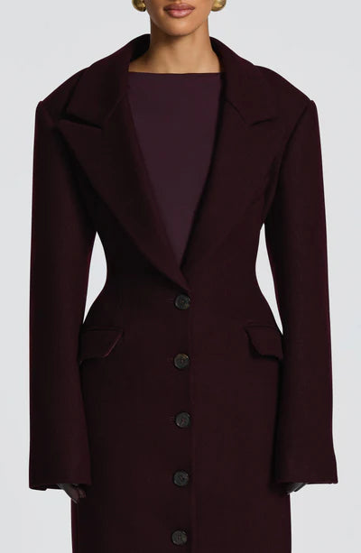 Elegant Lapel Button Long Coat