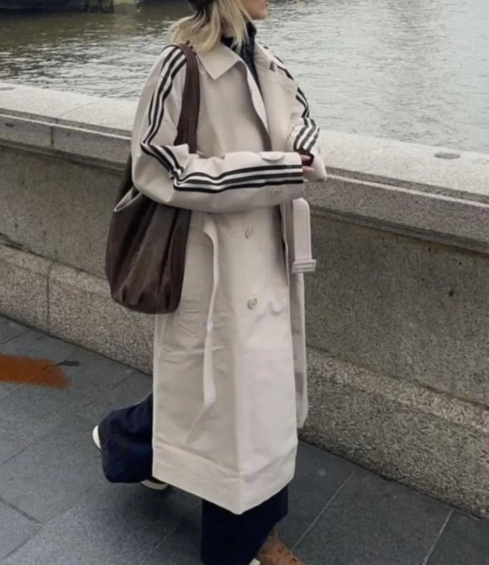 Beige Longline Trench Coat