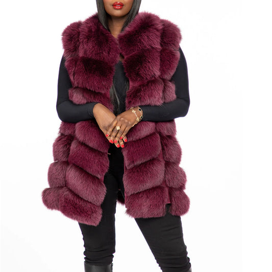 Mid Long Faux Fox Fur Vest