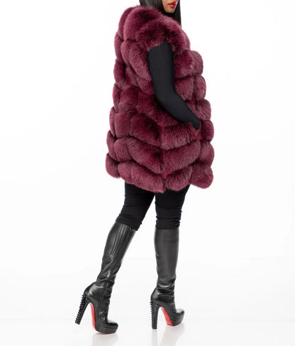 Mid Long Faux Fox Fur Vest