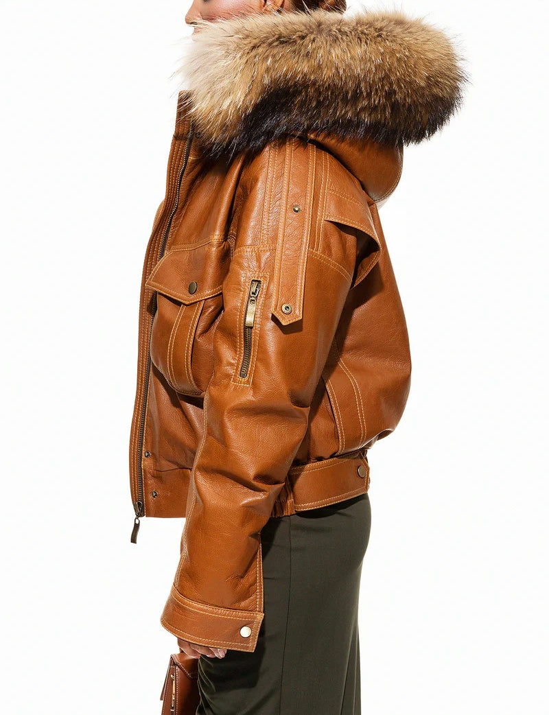 Fur Collar Multi-pocket Bomber Jacket