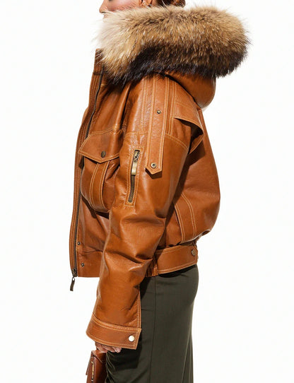 Fur Collar Multi-pocket Bomber Jacket