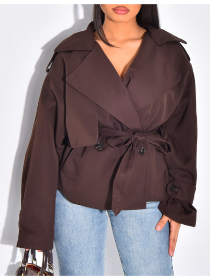 Short Trench Coat In Waterproof Fabric