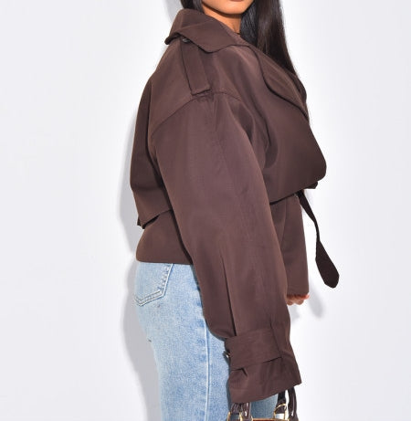 Short Trench Coat In Waterproof Fabric