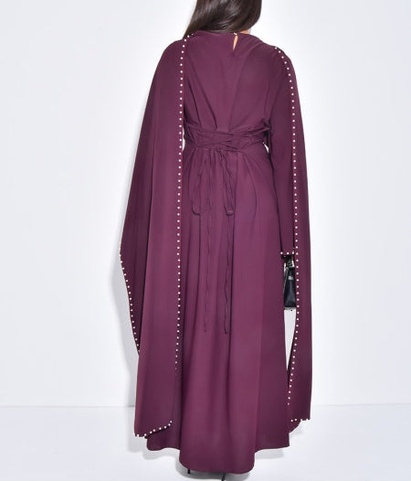 Maxi Cape Dress With Pearls