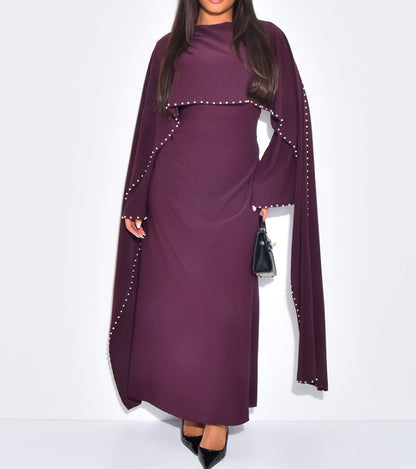 Maxi Cape Dress With Pearls