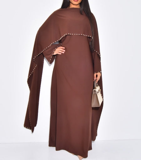 Maxi Cape Dress With Pearls