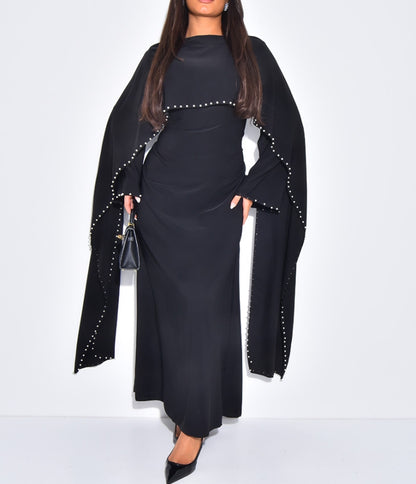 Maxi Cape Dress With Pearls