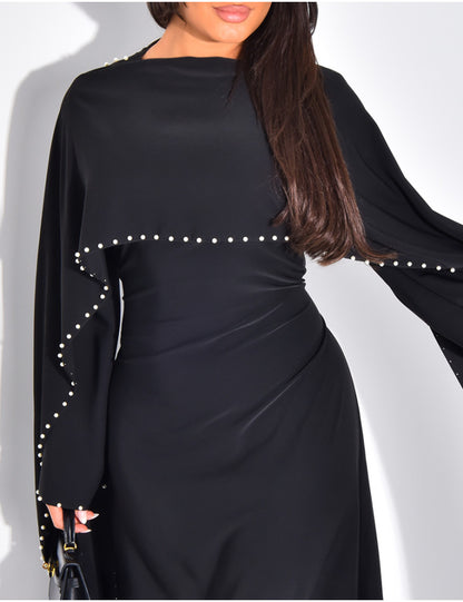 Maxi Cape Dress With Pearls