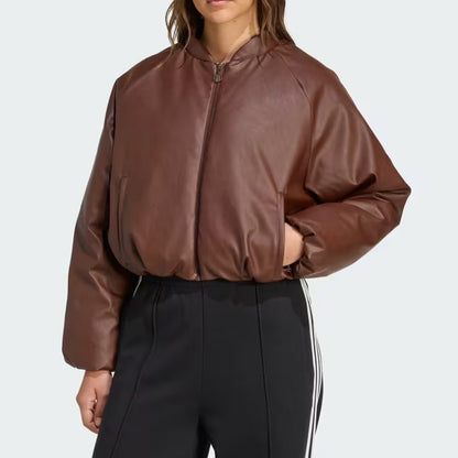 Pleather Bomber Down Jacket