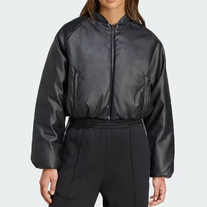 Pleather Bomber Down Jacket