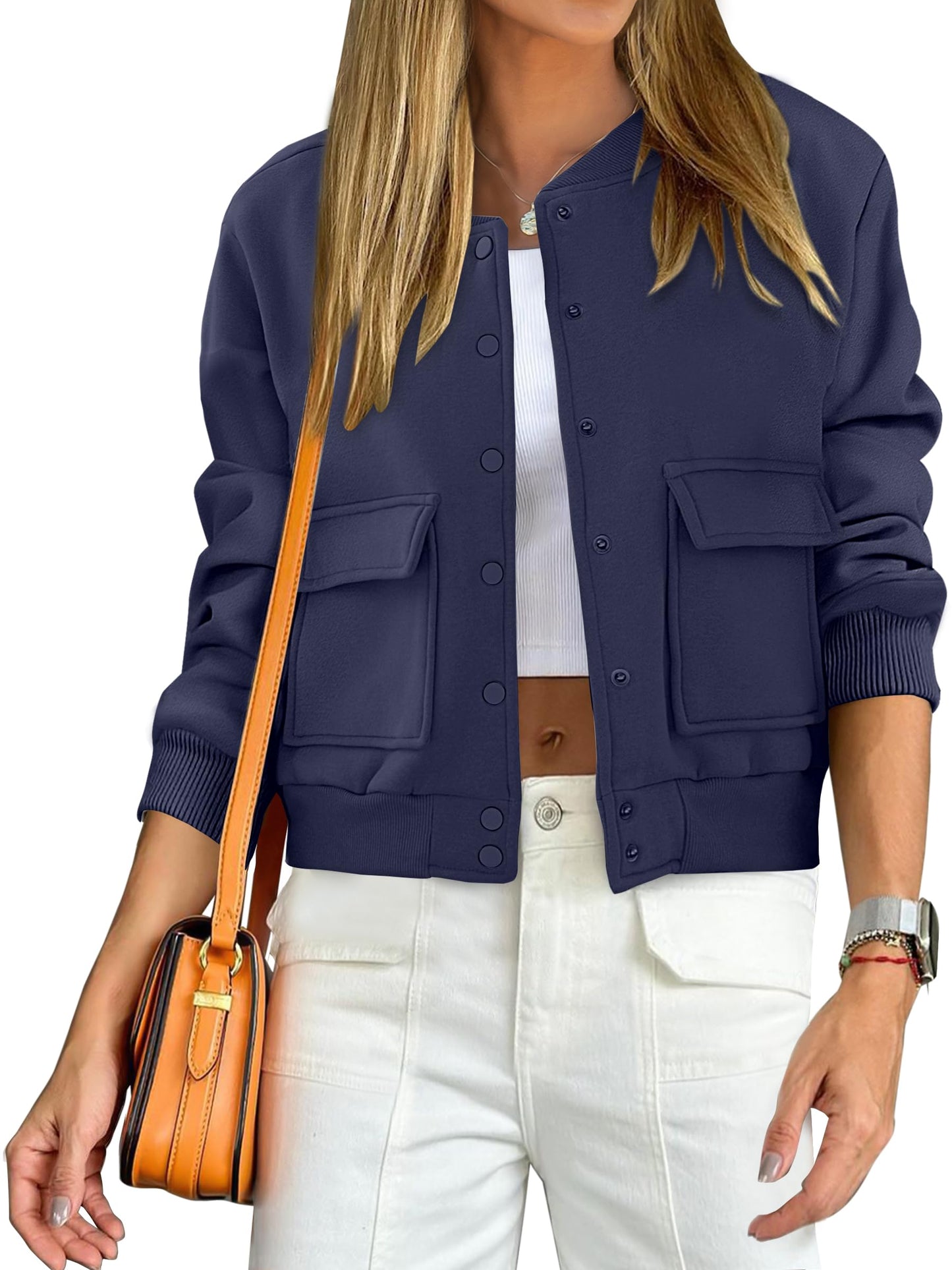 Women's Fashion Casual Crop Bomber Jacket