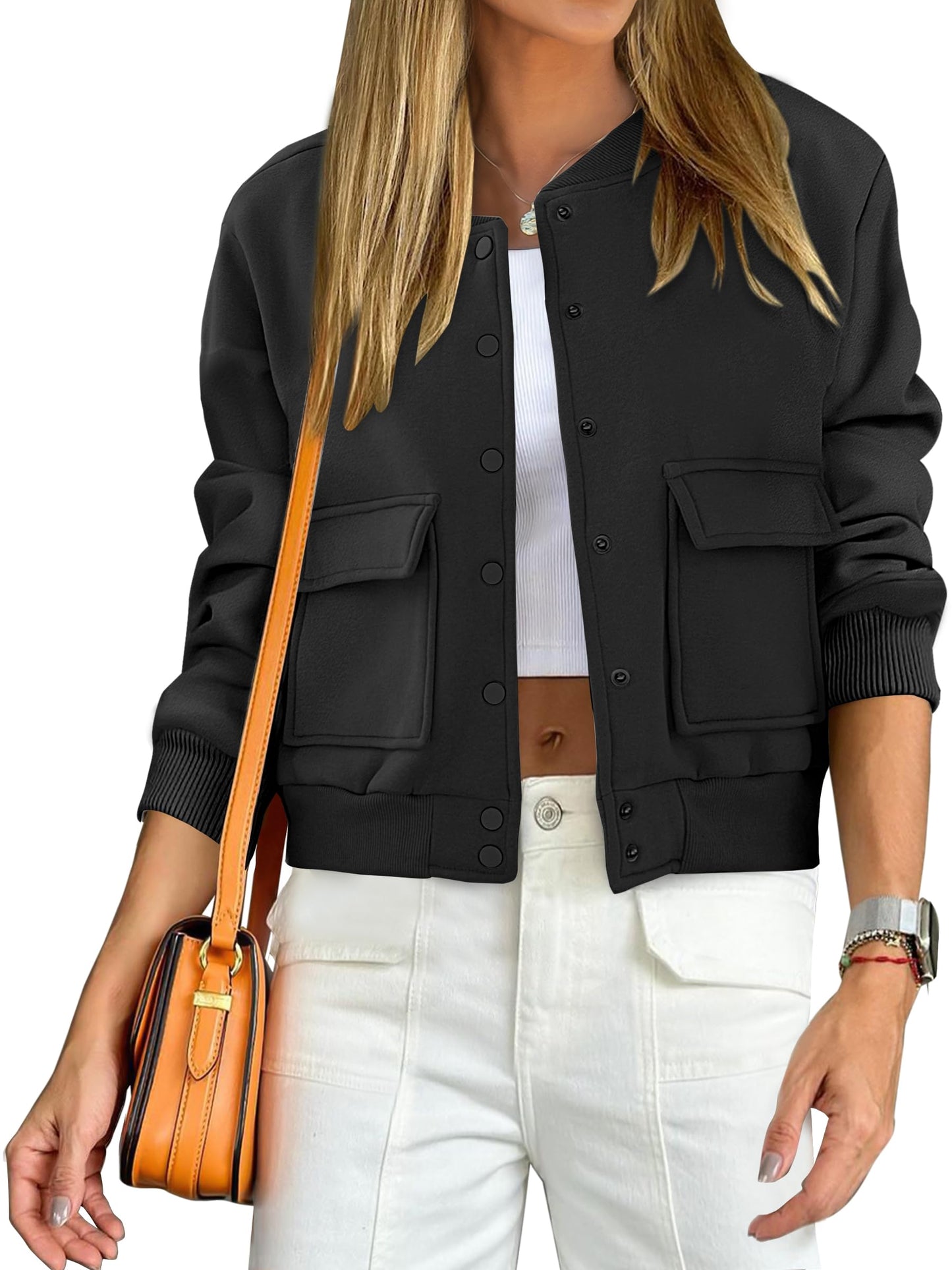 Women's Fashion Casual Crop Bomber Jacket