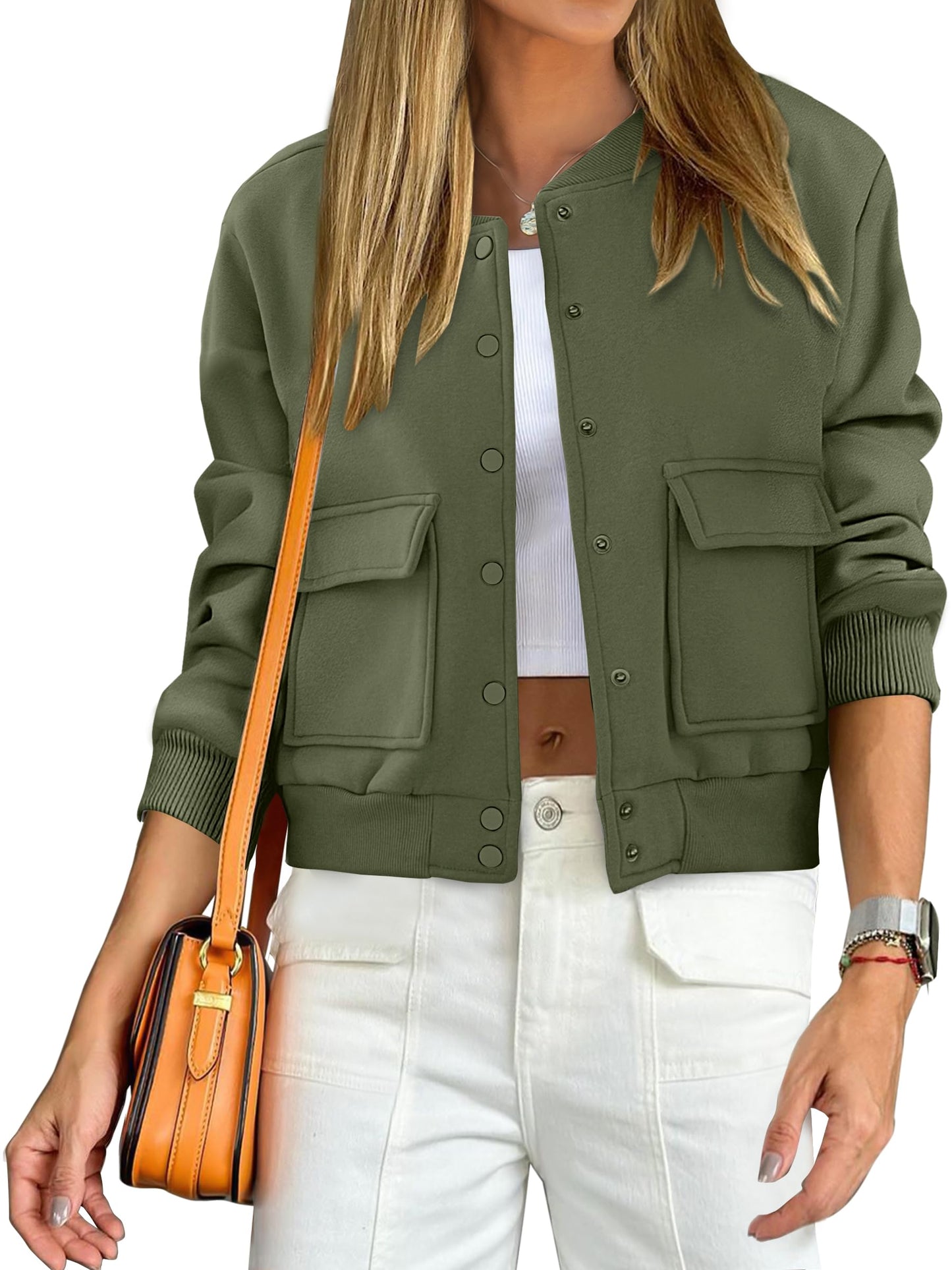 Women's Fashion Casual Crop Bomber Jacket