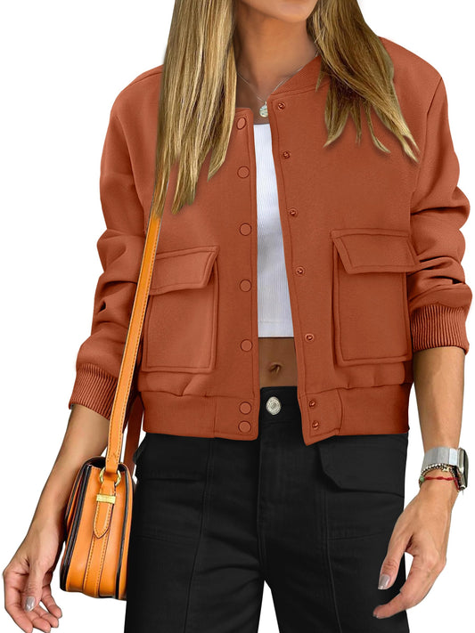 Women's Fashion Casual Crop Bomber Jacket