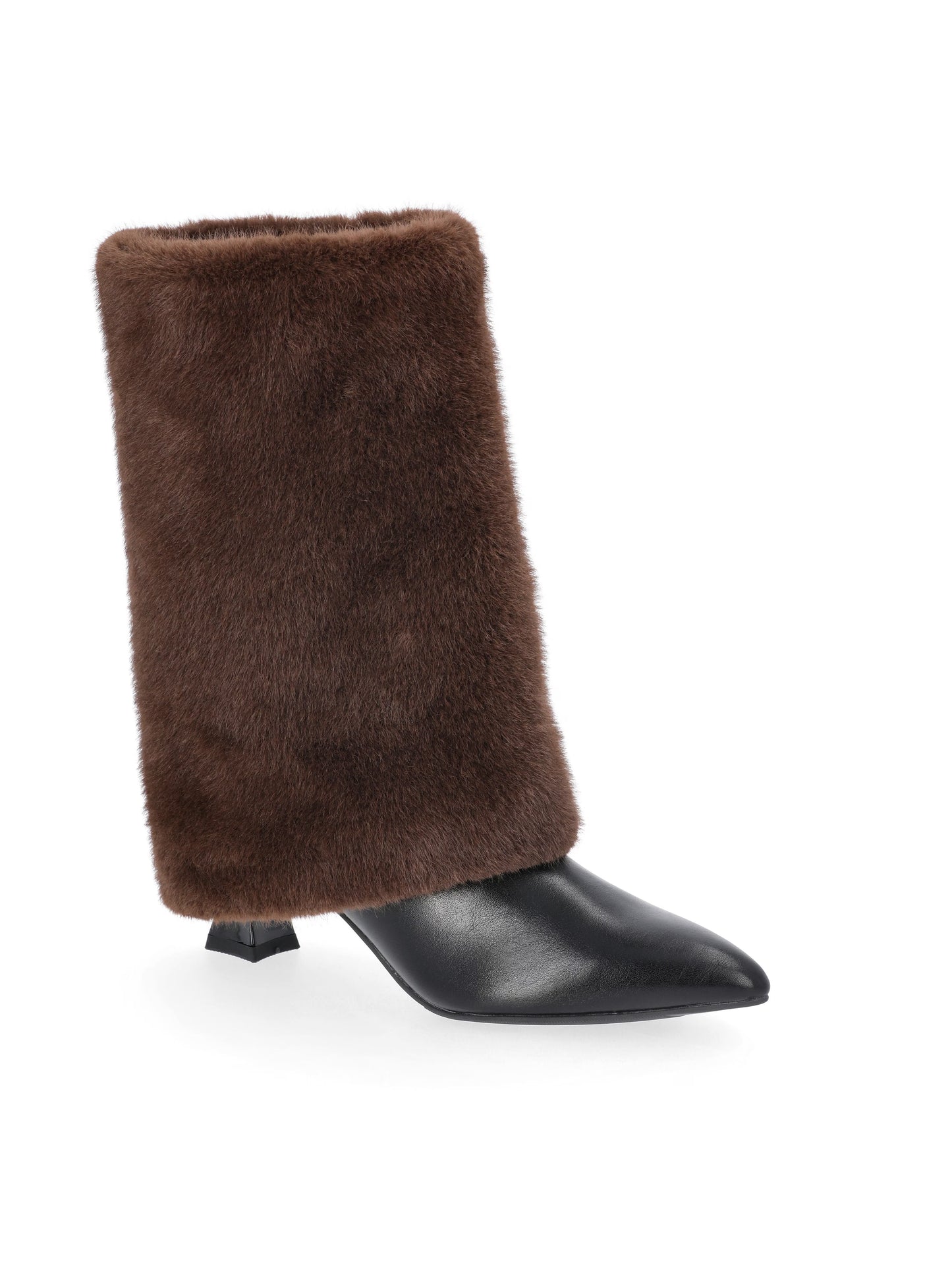 Women's Heeled Faux Fur Cuff Boots